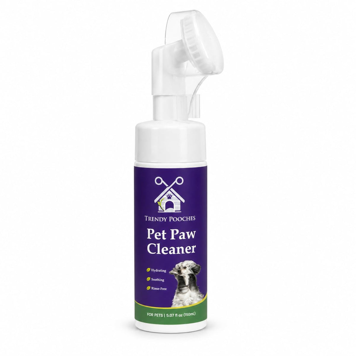 Trendy Pooches Pet Paw Cleaner Foam with Silicone Brush, 150 ml